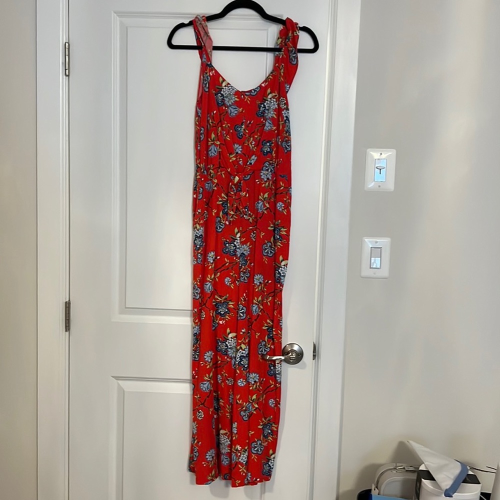 Loft floral red jumpsuit w tags , size 0